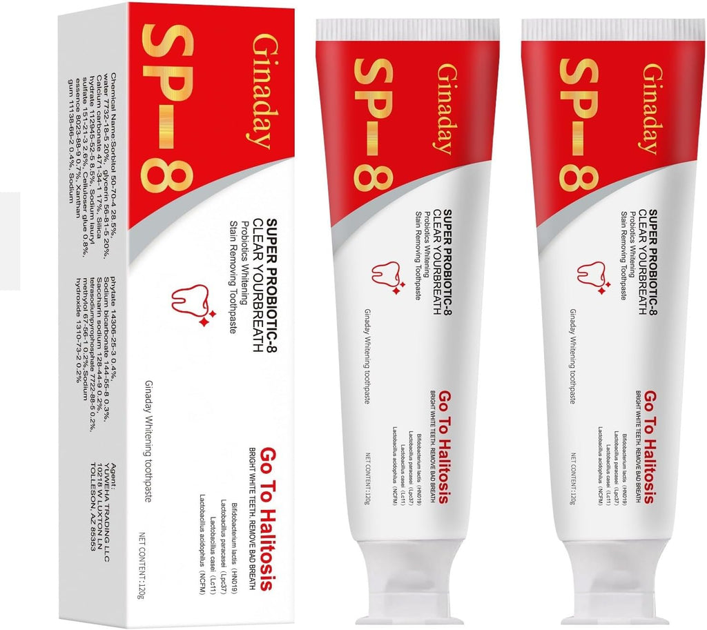 Sp-8 Probiotic Whitening Toothpaste, Enhanced Formula with 8 Probiotics Oalance Oral Microbiota for Enamel Protection, Deep Cleaning Care Toothpaste Fresh Breath -2Pcs