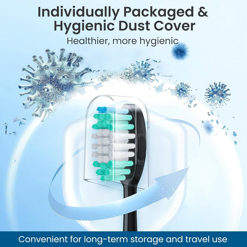 Replacement Toothbrush Heads 20 Pack Compatible with AquaSonic Black Series, Vibe Series, and Duo Series Pro Electric Toothbrush, Black