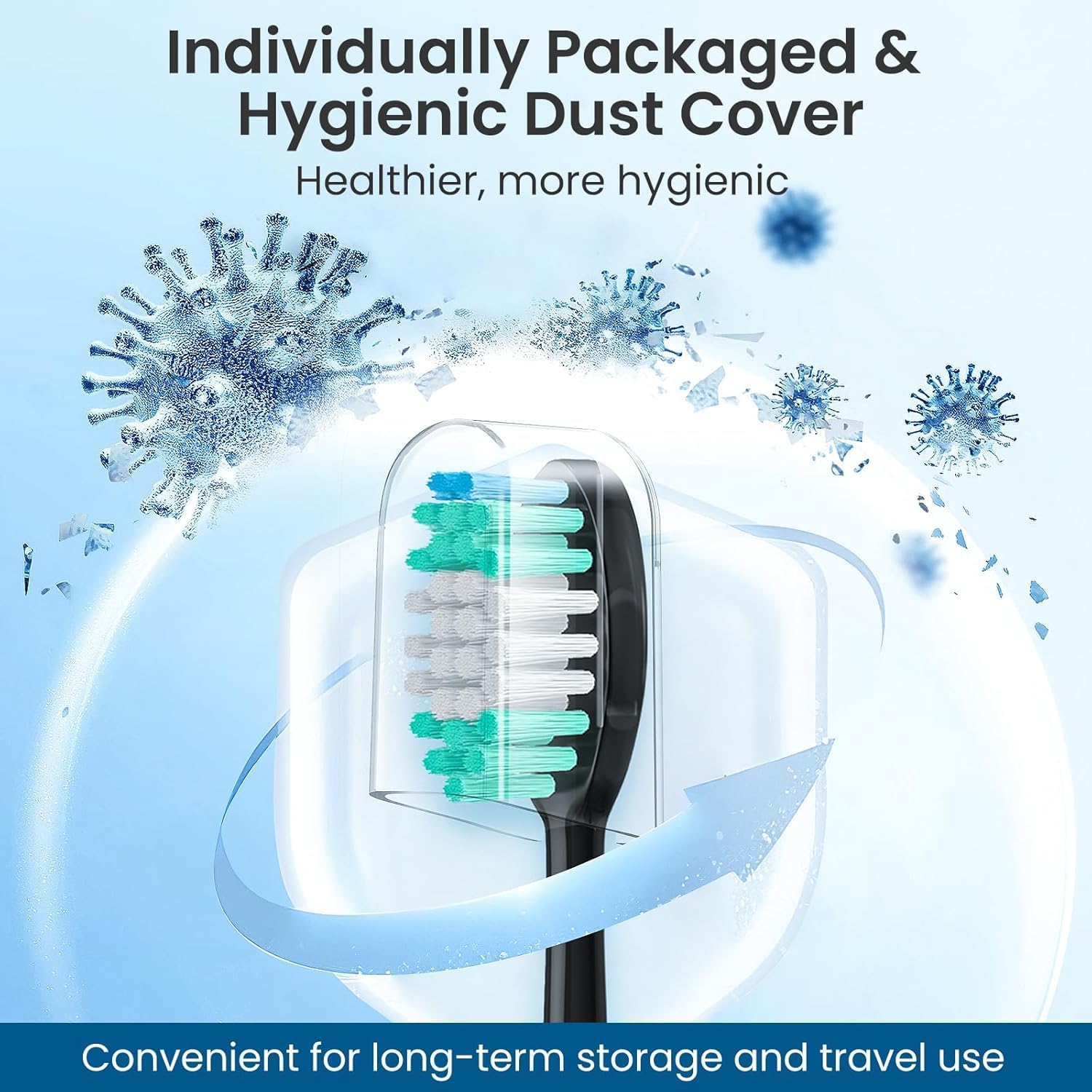 Replacement Toothbrush Heads 16 Pack Compatible with AquaSonic Black Series, Vibe Series, and Duo Series Pro Electric Toothbrush, Black