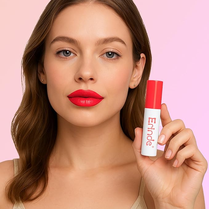 Erinde Lips Staining Lip Oil, Glossy Lip Stain, Long-Lasting Lightweight Lip Staining Oil, Moisturizing Plumping Hydrating Glossy Lip Tint, Vegan & Cruelty-Free, 01