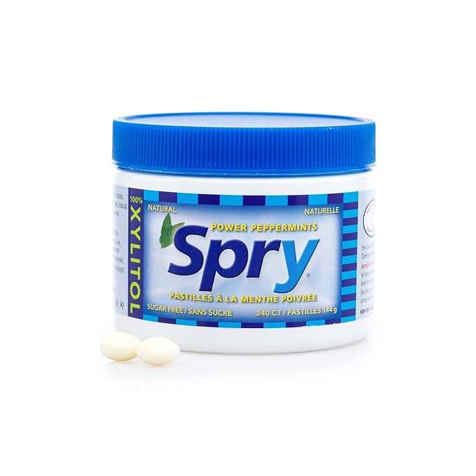 Spry Xylitol Peppermint Sugar Free Candy - Promote Oral Health, Increase Saliva Production, Stop Bad Breath, Non-GMO, Gluten-Free, 240 Count (Pack of 1)