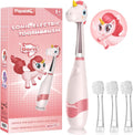 Papablic Toddler Sonic Electric Toothbrush Kids for Ages 1-3 Years, Baby Electric Toothbrush with Cute Unicorn Cover and Smart LED Timer, 4 Brush Heads (Doris)