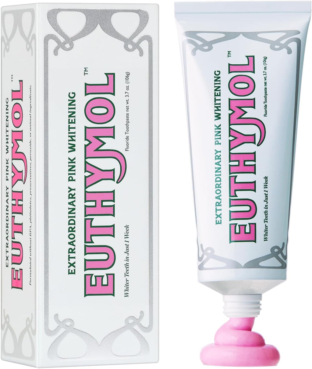 EUTHYMOL Whitening Toothpaste (3.7fl oz) - Stain Removal in 2 Weeks, Long-Lasting Freshness for Sensitive Gum & Teeth. Bad Breath, Cavity Prevention. Recyclable Aluminum Tube