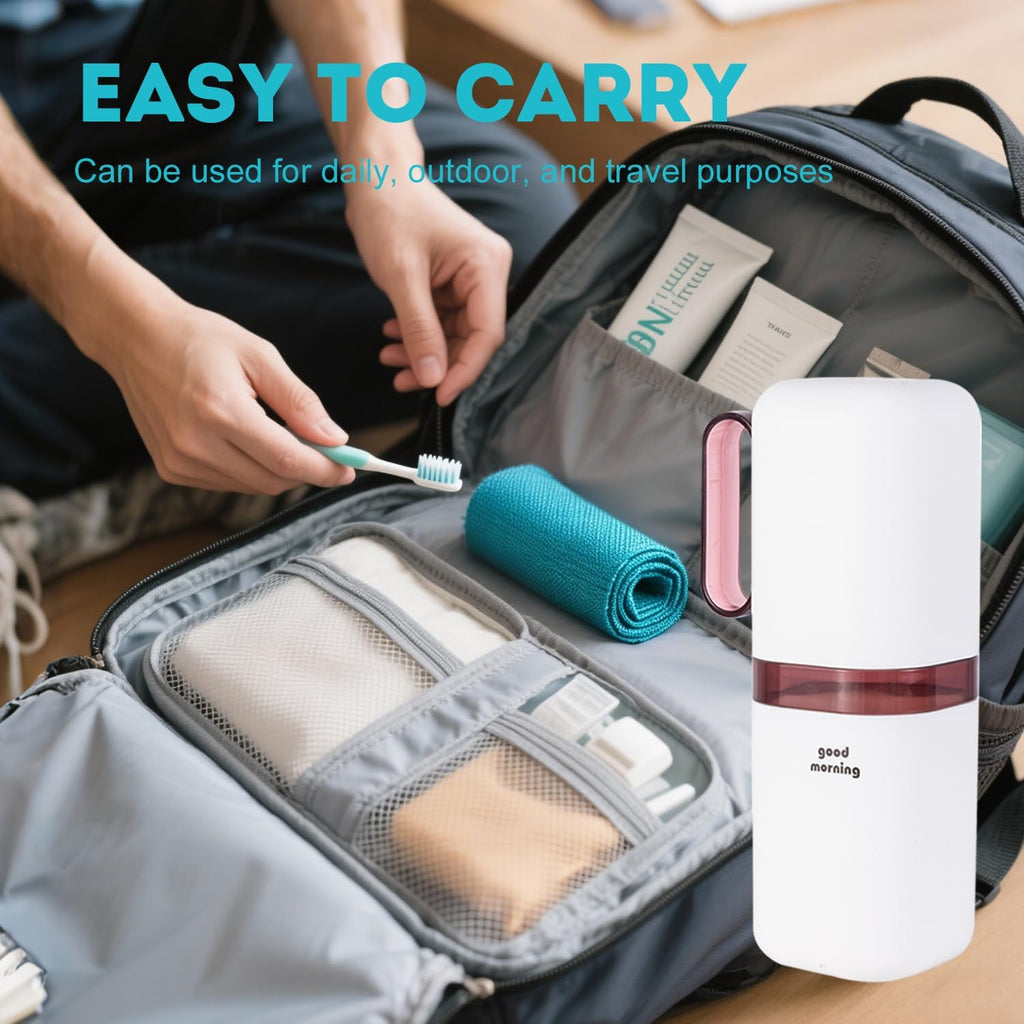 Travel Toothbrush Holder,Toothbrush Holder and Rinse Cup with Handle Toothbrush Travel Case and Portable Travel Pouches for Toiletries Set (Green+Purple+4pc Bag)