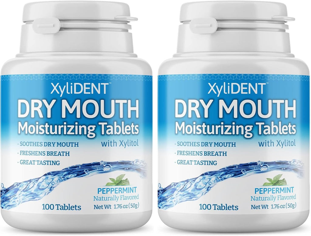 Nature's Stance XyliDENT Xylitol Tablets for Dry Mouth Relief - Stimulates Saliva, Freshens Breath, Reduces Acid Production, Fast Acting Relief, 100 Count (Peppermint) (Pack of 2)