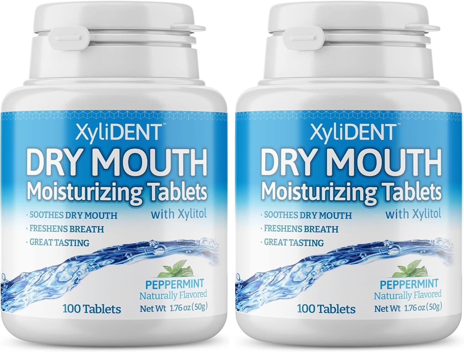 Nature's Stance XyliDENT Xylitol Tablets for Dry Mouth Relief - Stimulates Saliva, Freshens Breath, Reduces Acid Production, Fast Acting Relief, 100 Count (Peppermint) (Pack of 2)