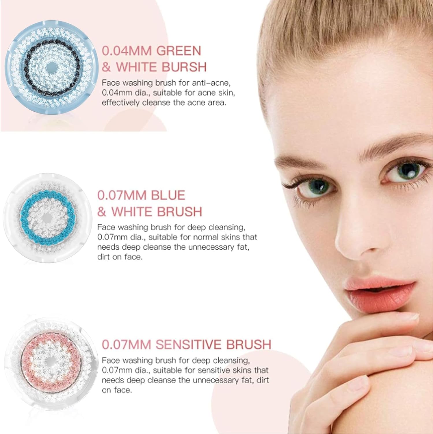 Brush Head Replacements Compatible with Clarisonic Mia 1, Mia 2, Mia Fit, Alpha Fit, Smart Profile Uplift and Alpha Fit Face Cleaning Brush Heads (Delicate-2Pack)