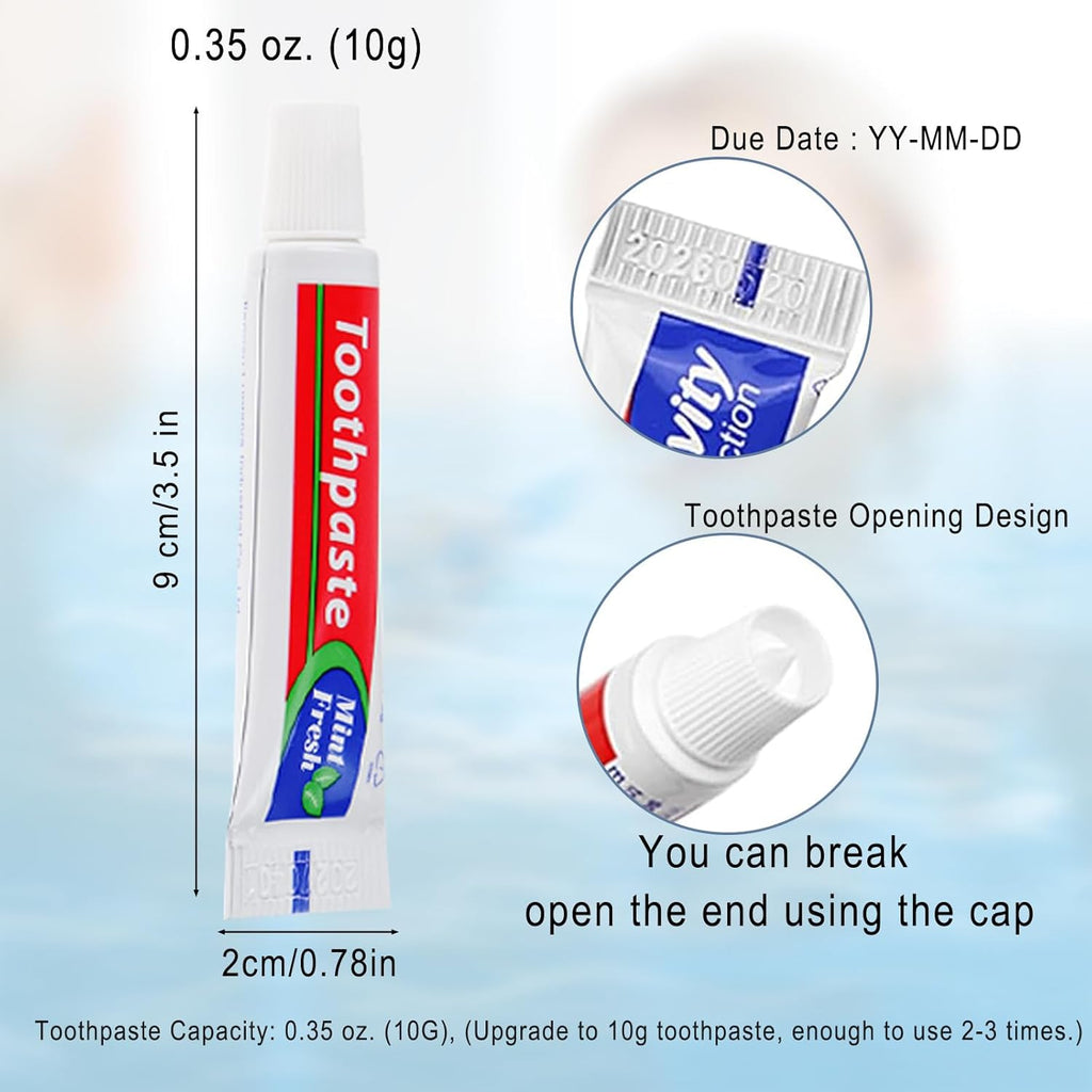 200 Tubes Bulk Travel Size Toothpaste,Extra Small 0.35oz Small Toothpaste Travel Size Bulk 0.8x3.5 inches Peppermint Mini Disposable Toothpaste for Hotel,Guests,Homeless,Charity