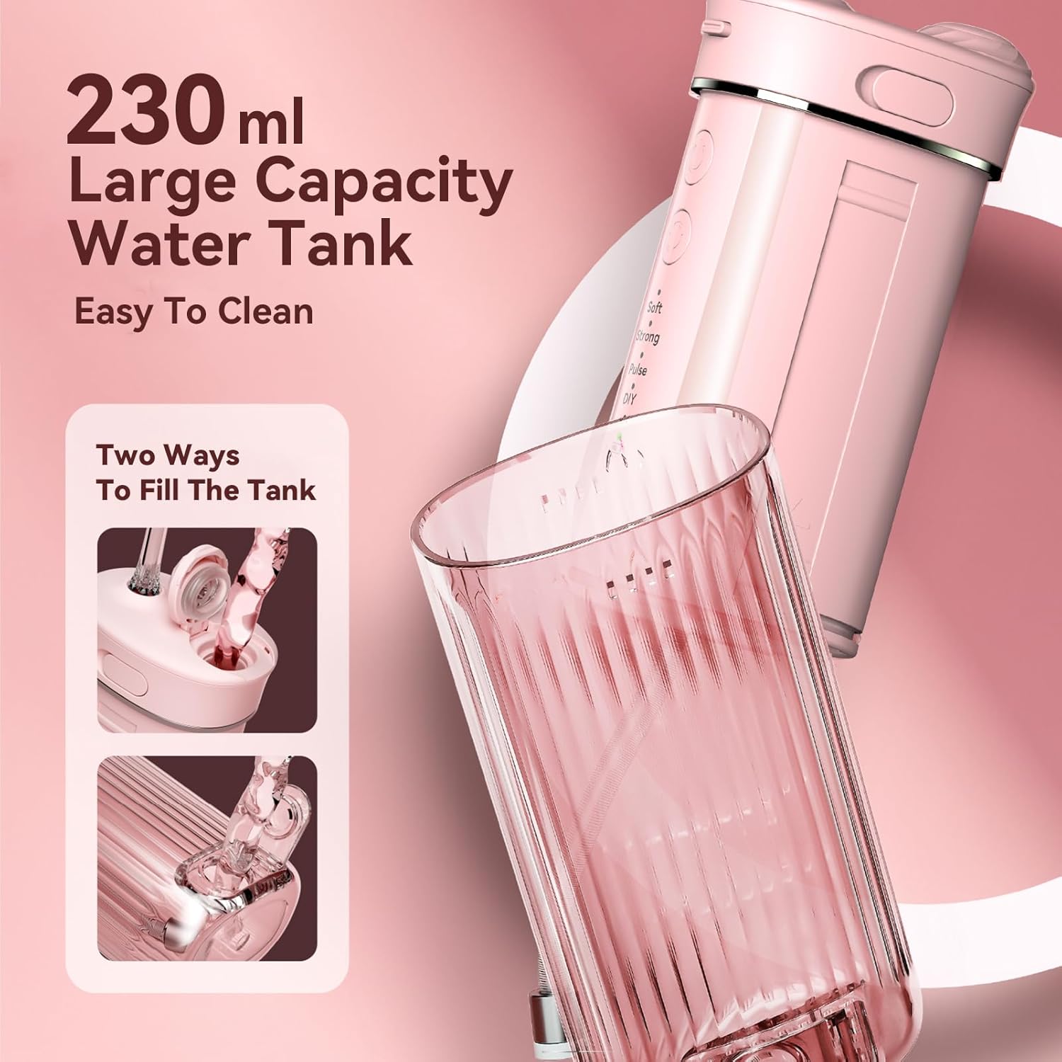 Portable Mini Water Dental Flosser for Teeth Cleaning Pick,Travel Oral Irrigator with Telescopic Water Tank,4 Modes and Waterproof Design-Perfect for Braces,Bridges,Home&Travel Dental Care