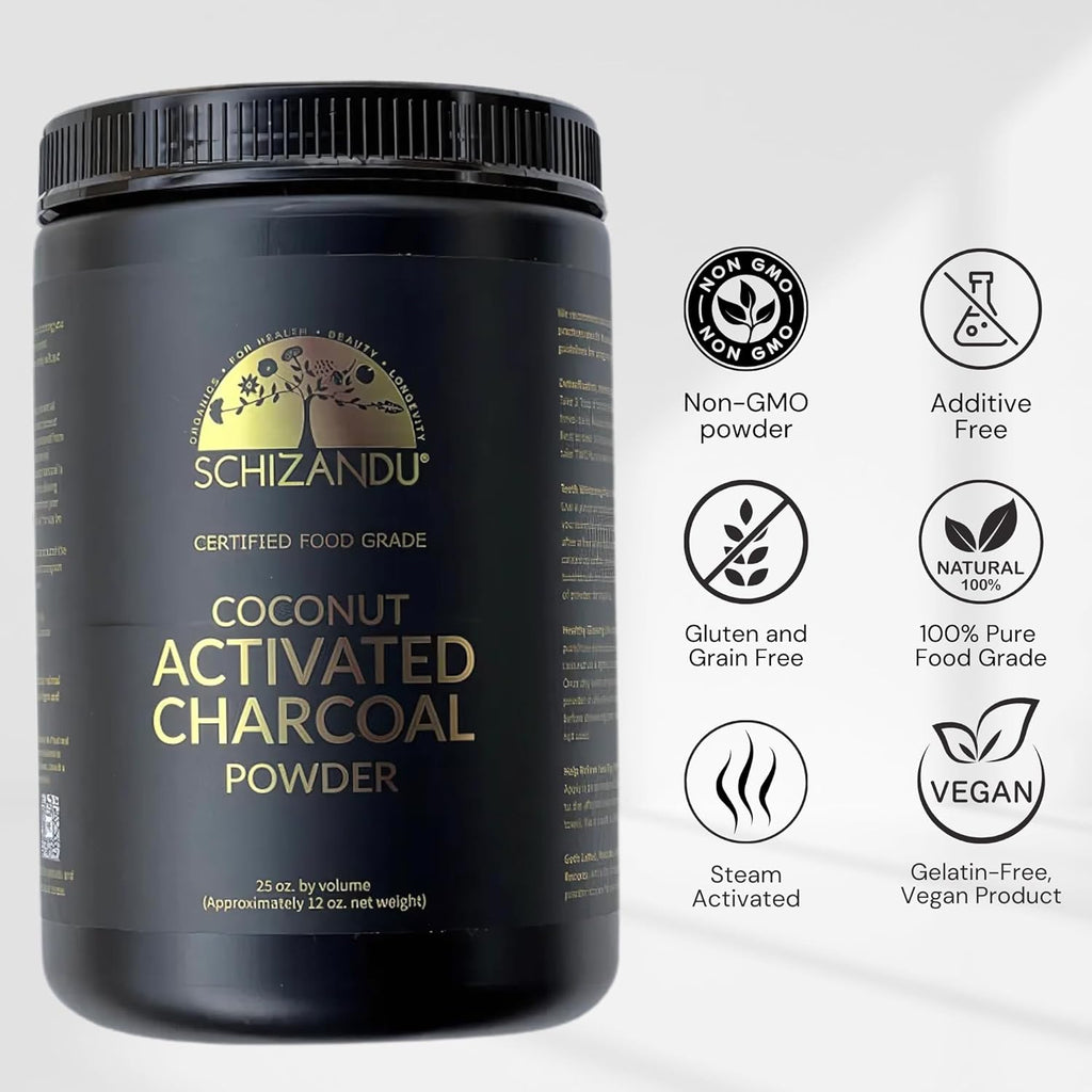 Organic Charcoal Powder Activated Charcoal Natural, Vegan, Organic, GMO Free - Large Bottle 25 oz Powder - 3pack