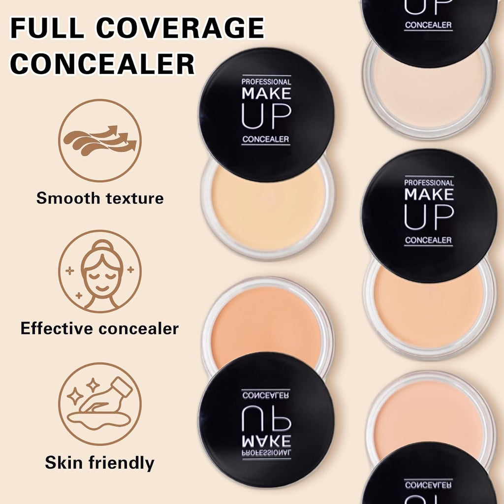 Under Eye Concealer for Dark Circles with Primer,Pot Concealer Full Coverage Tattoo Cover up Makeup,Nourishing and Moisturizing,Cruelty-free（03 Netural）
