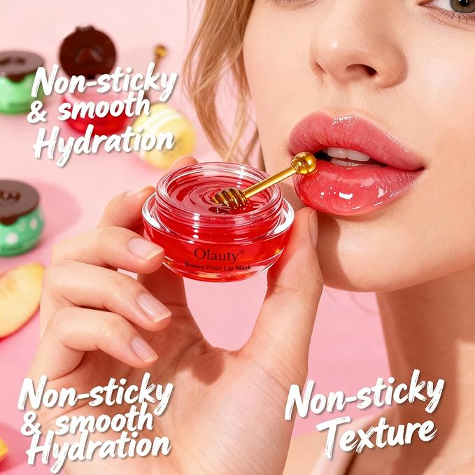 8 PCS Bee Lip Balm Honey Pot, Strawberry, Watermelon, Apple Lime, Cherry, Mint, Grapes & Peach Flavors Honey Sleeping Lip Balm Bulk, Moisturizing Lip Mask Overnight Reduces Lip Lines, Cracked Lip Care