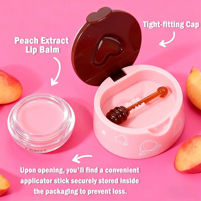 10 PCS Bee Lip Balm Honey Pot-Strawberry,Watermelon,Apple Lime,Cherry,Mint,Aloe Vera,Grapes,Coconut&Peach Flavors Honey Lip Overnight Lip Balm Bulk,Moisturizing Lip Mask &Preventing Dry,Cracked Lips