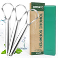 RONAVO Tongue Scraper for Adults (3 Pack), Reduce Bad Breath, Metal Tongue Scraper, Easy to use & Clean, with Travel Case for Home, Travel and On-the-Go