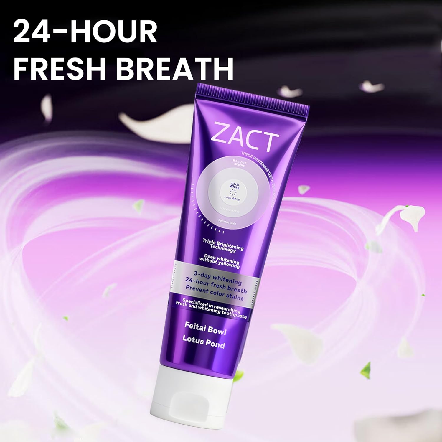 Purple Color Corrector & Whitening Toothpaste, Fluoride-Free for Sensitive Teeth, Deep Stain Remover to Eliminate Plaque & Freshen Breath, Enamel Safe (2)