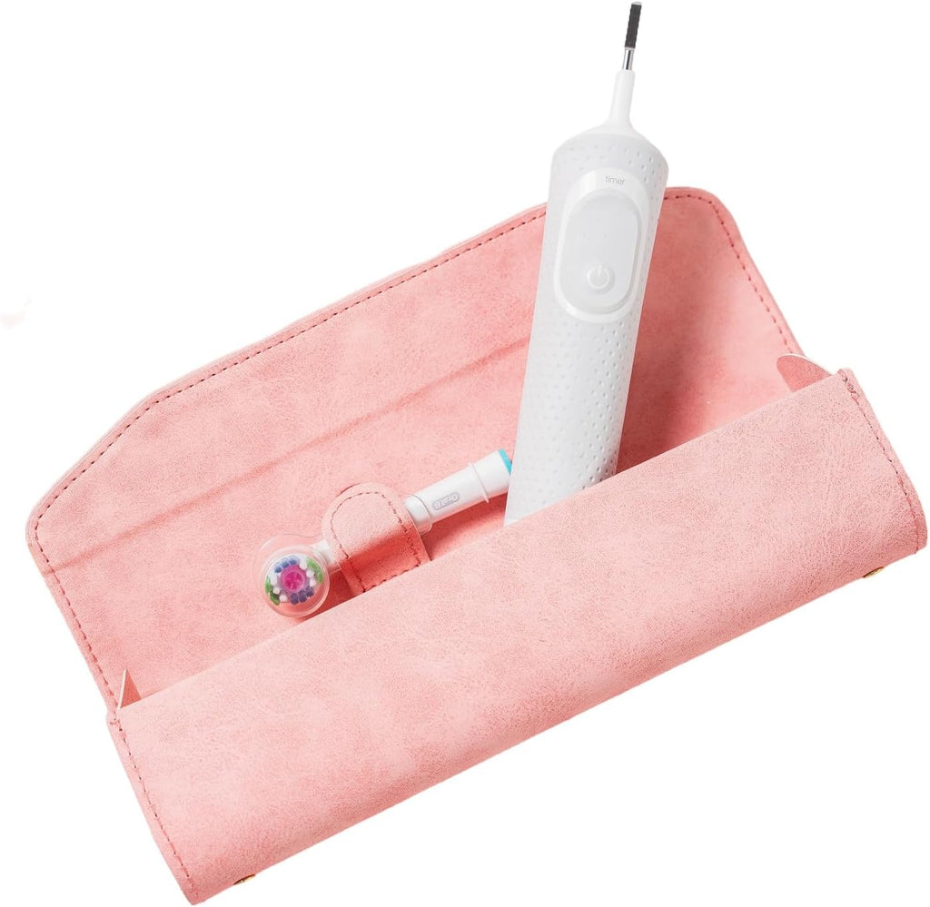 Leather toothbrush travel case, suitable for Oral-B/Oral-B Pro/Philips Sonicare electric toothbrushes, portable magnetic opening and closing protective bag