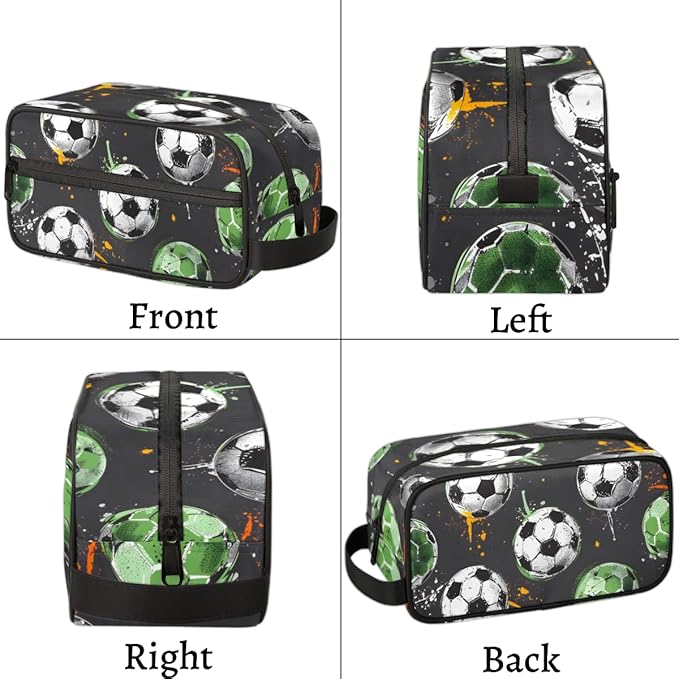 Soccer Ball Boys Travel Toiletry Bag Waterproof Wash Bag Shower Shaving Bag Cosmetic Organizer Makeup Bag Portable Toiletries Accessories for Women Men