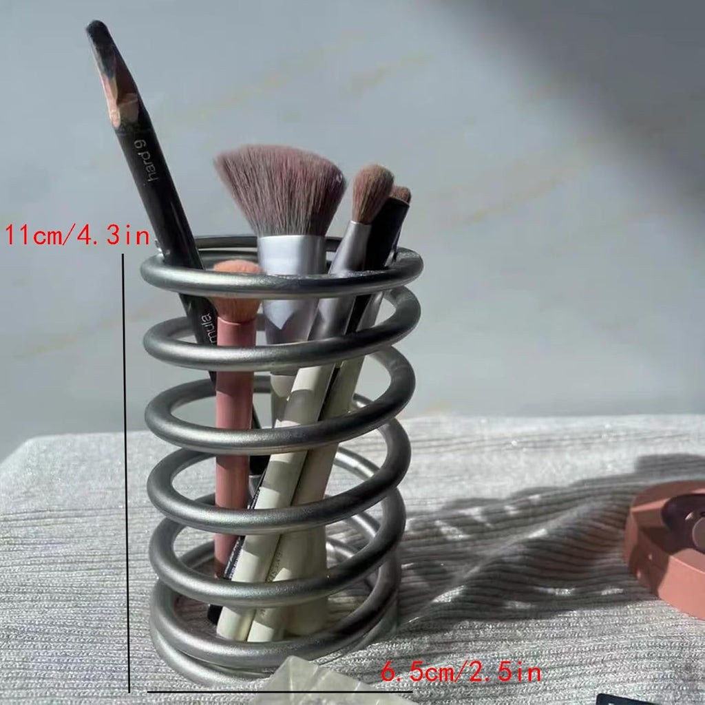 Toothbrush Holders Spring Shape Stainless Steel Pen Holder Bathroom Tabletop Makeup Brush Organizer Toothbrush Stand