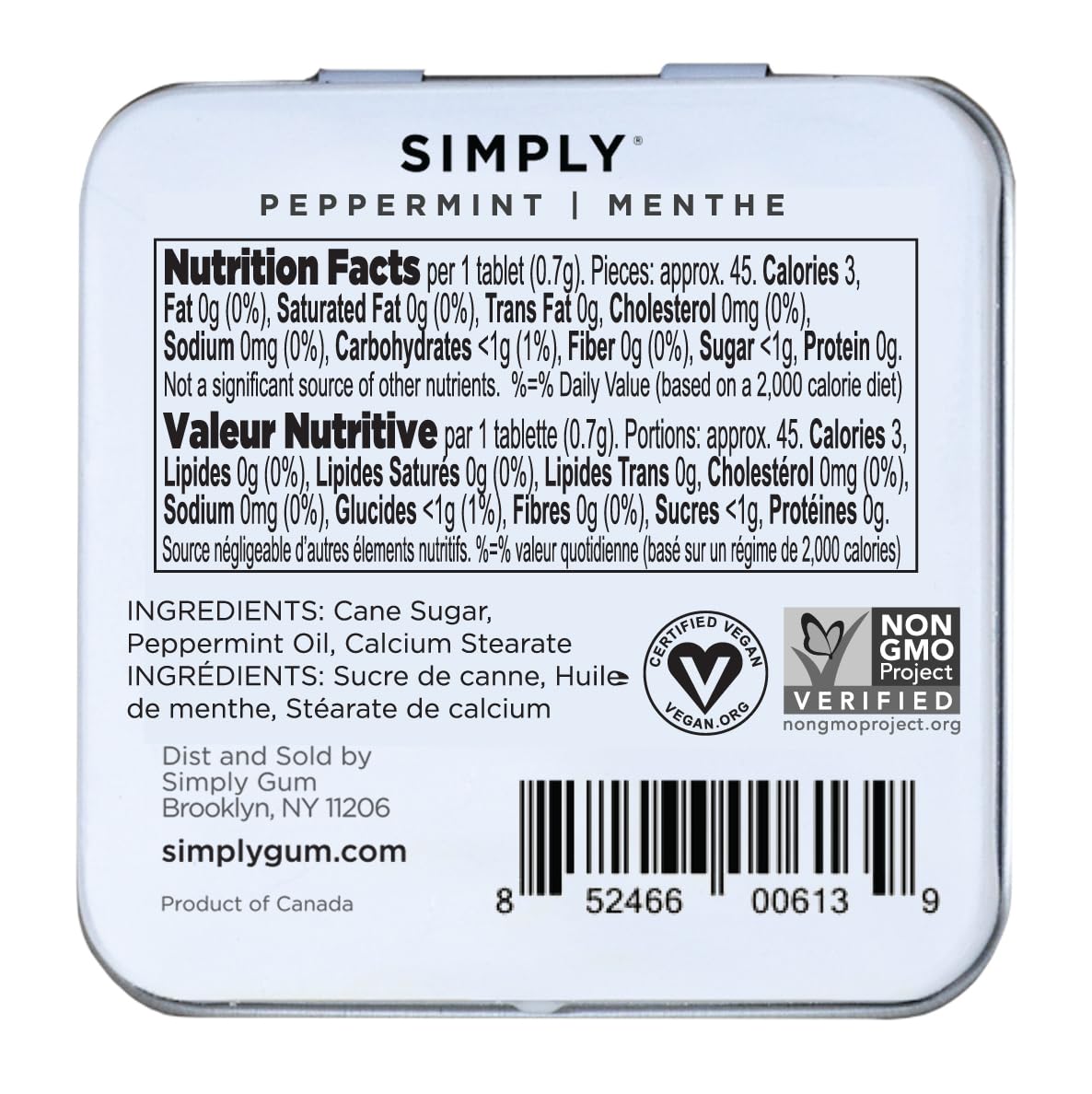 SIMPLY Mints | Peppermint Breath Mints | Pack of Six (180 Pieces Total) | Breath Freshening + Aspartame-Free + Vegan + non-GMO