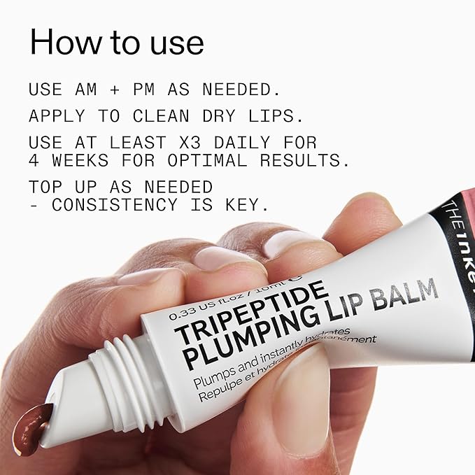 The INKEY List Tripeptide Plumping Lip Balm 10ml, Clinically Proven Plumping Tinted Lip Care, Hydrates Dry Cracked Lips, Vegan & Cruelty Free, Mocha Tint