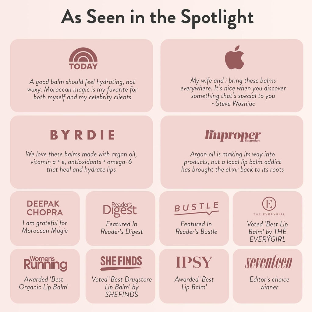 Moroccan Magic Organic Pure Coconut Lip Balm 3 Pack | Ultra-Hydrating Argan & Essential Oil Lip Moisturizer + Vitamin E | Natural Chapstick for Dry Lips | Smooth, Non-Toxic | Organic Lip Balm