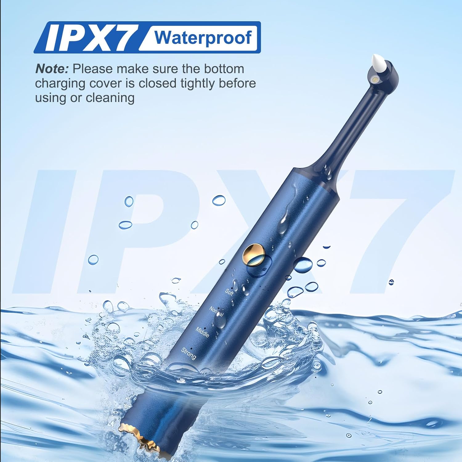 Tooth Polisher, Tooth Whitening Kit for Teeth Cleaning and Whitening, Rechargeable Teeth Polisher for People/Pets,Teeth Cleaning Kit with 5 Brush Heads,4 Speed Modes and LED Light, Waterproof(Blue)