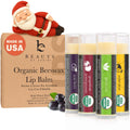 USDA Organic Lip Balm - USA Made with Natural Ingredients, Stocking Stuffers for Women & Men, 4 Pack Multi Flavor Lips Moisturizer, Beauty & Small Birthday Gifts, Chapstick Care for Dry Lips