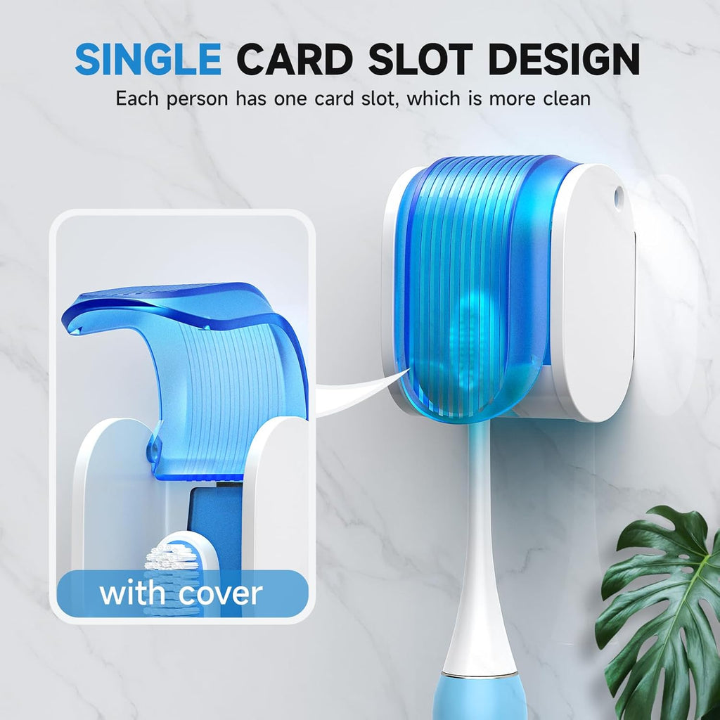 Toothbrush Holders for Bathrooms【Upgrade Single Slot Design】 Toothbrush Holder Wall Mounted with Cover Moisture-Proof and Dust-Proof Toothbrush Storage Organizer for Shower Family and Travel 6PCS