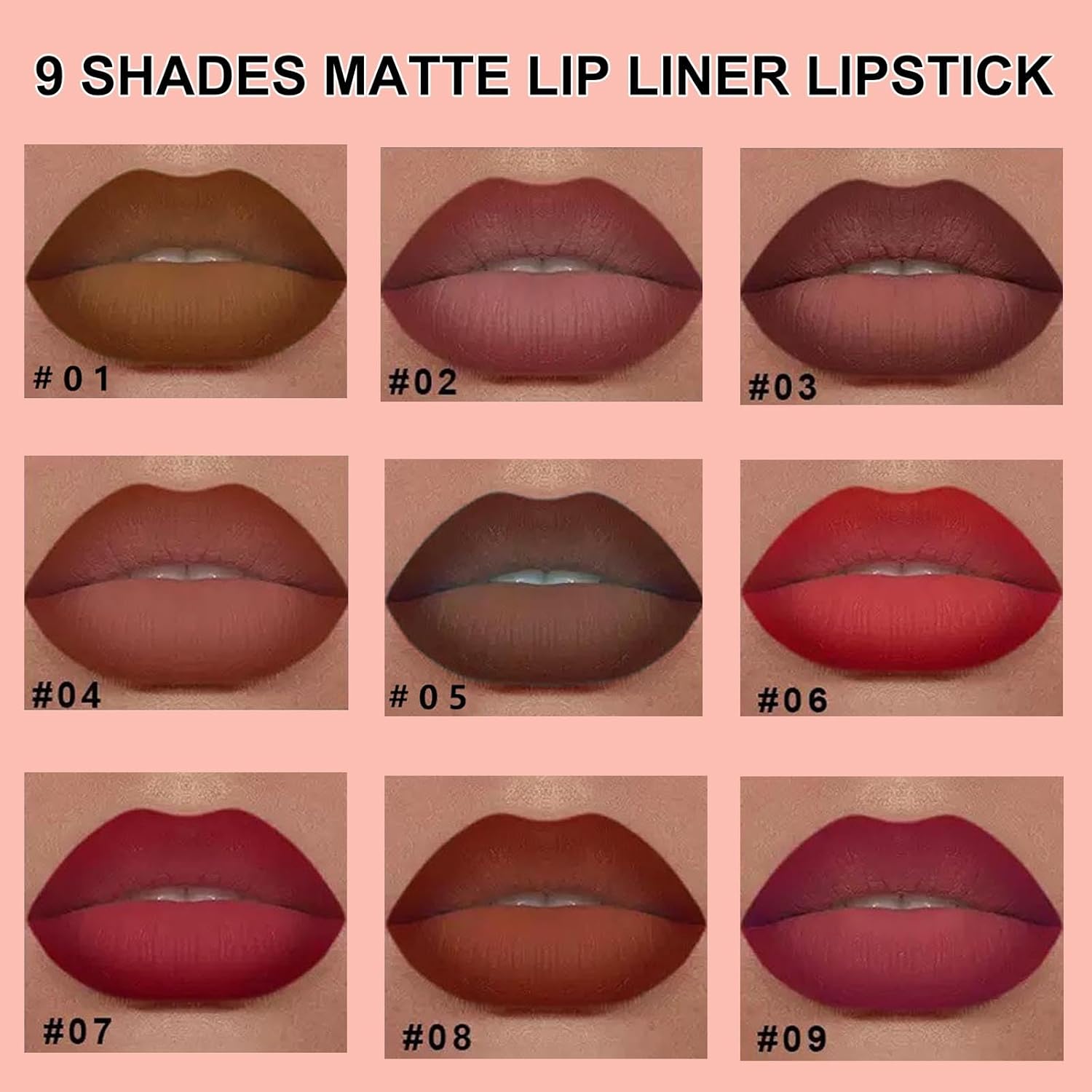 2-in-1 Gradient Brown Lip Liner & Lipstick, Dark Brown Waterproof Long Lasting Matte Lip Liner Pencil, Makeup Smudge proof lip liner with Cone Tip (01#-Warm Brown)