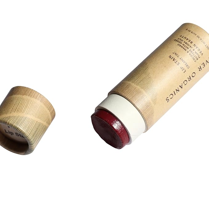 Organic Lip Stain, Zero-Waste Vegan Lip Stain in Fig, Pomegranate or Guava .30 oz / 8.45 g Long Lasting, Toxic Free, (Fig)