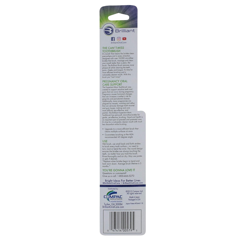 Brilliant Oral Care Expectant Mom Toothbrush, a Pregnancy Must Have with Gentle, Extra Soft Bristles, Round Head for Sensitive Teeth and Gums, Lilac, 1 Pack