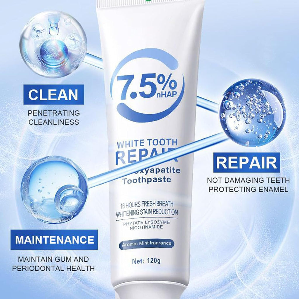 Hydroxyapatite Toothpaste 7.5, Fluoride-Free Toothpaste for Enamel Protection and Tooth Strengthening, Breath Freshening | Mild Mint | Deep Cleaning Care Toothpaste for Sensitive Teeth 4.23oz (2pcs)