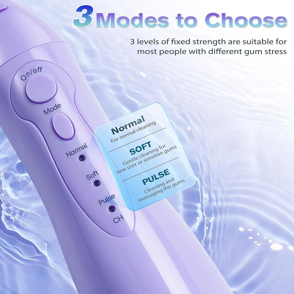TOVENDOR Electric Water Flosser, Cordless Rechargeable Dental Oral Irrigator IPX7 Waterproof 300ML Travel Water Teeth Cleaner with 5 Tips for Braces Care Teeth Gums Cleaning, Home Office Daily Use