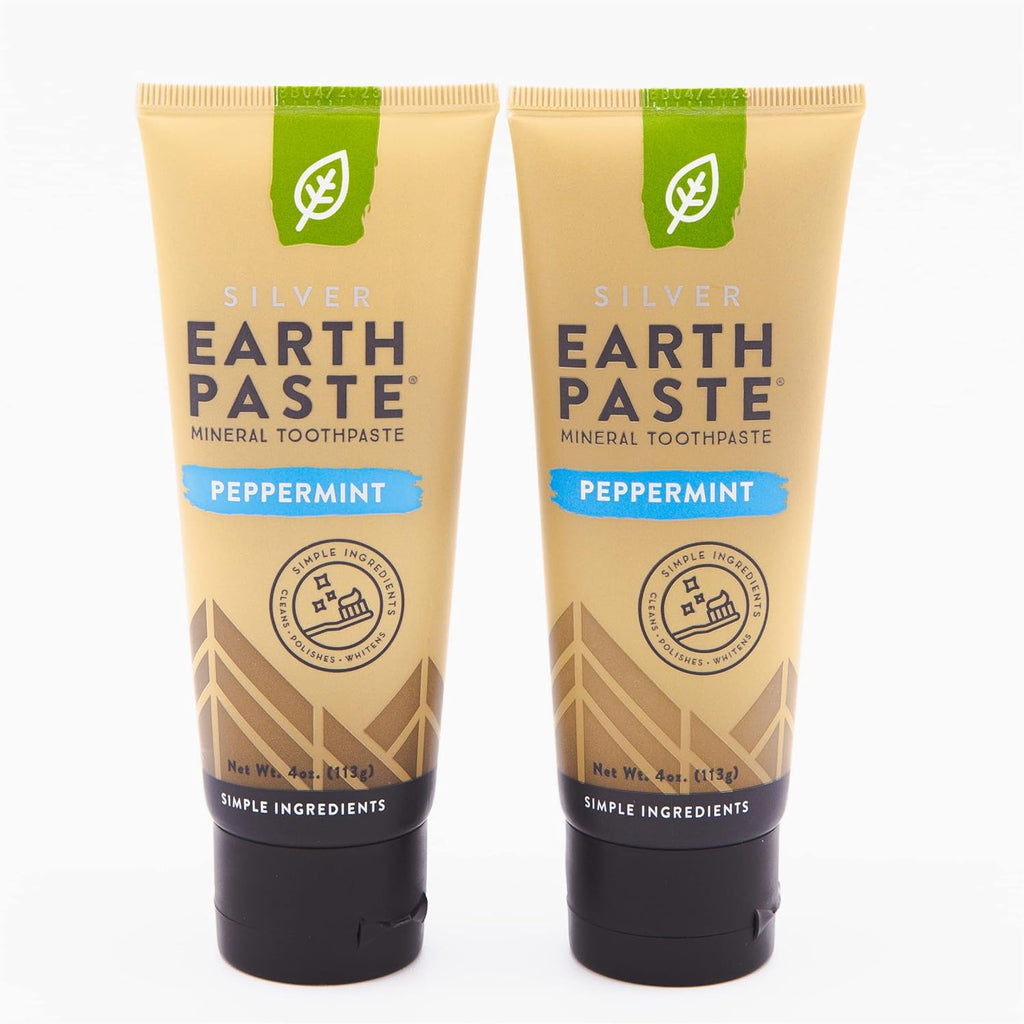 Redmond Earthpaste w/Silver – Natural Non-Fluoride Toothpaste, 2 Pack (Peppermint)