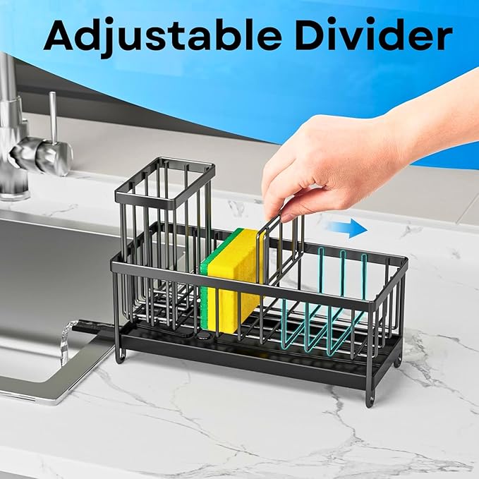 Matani Black Toothbrush Holder for Bathroom Sink, Countertop Organizer with High Toothpaste Holder, Rustproof 304 Stainless Steel, Bathroom Countertop Storage & Essentials (Black Model 1)