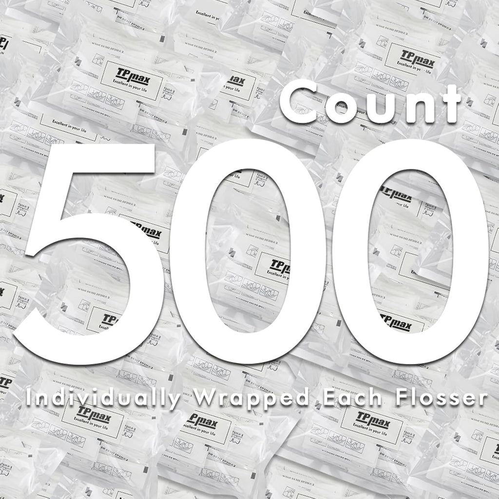 500 Count Dental Flossers Each Individually Wrapped, Floss Singles Bag, Travel Hotel Restaurant Office Car Dental Floss, Floss Picks Oral Care Teeth Clean Flat Wire