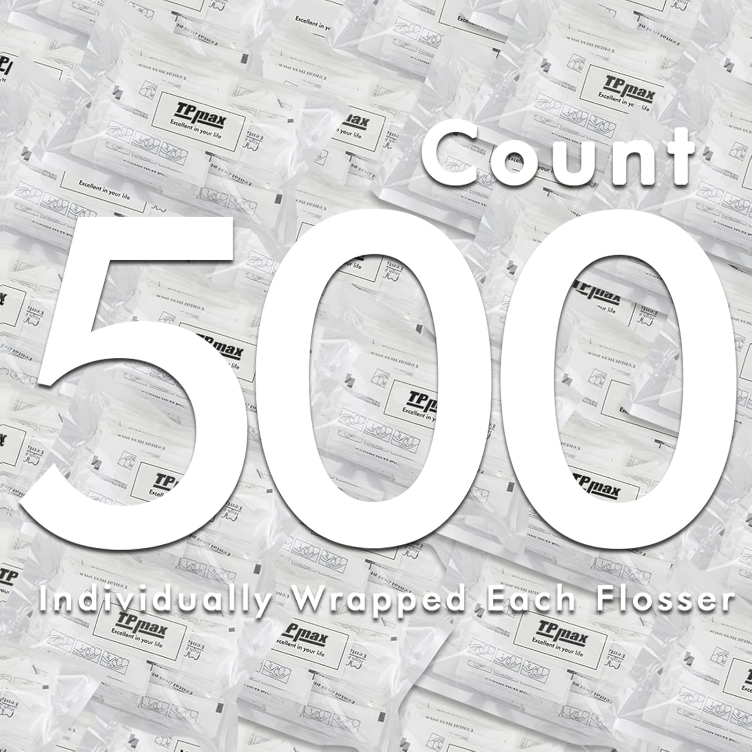 500 Count Dental Flossers Each Individually Wrapped, Floss Singles Bag, Travel Hotel Restaurant Office Car Dental Floss, Floss Picks Oral Care Teeth Clean Flat Wire