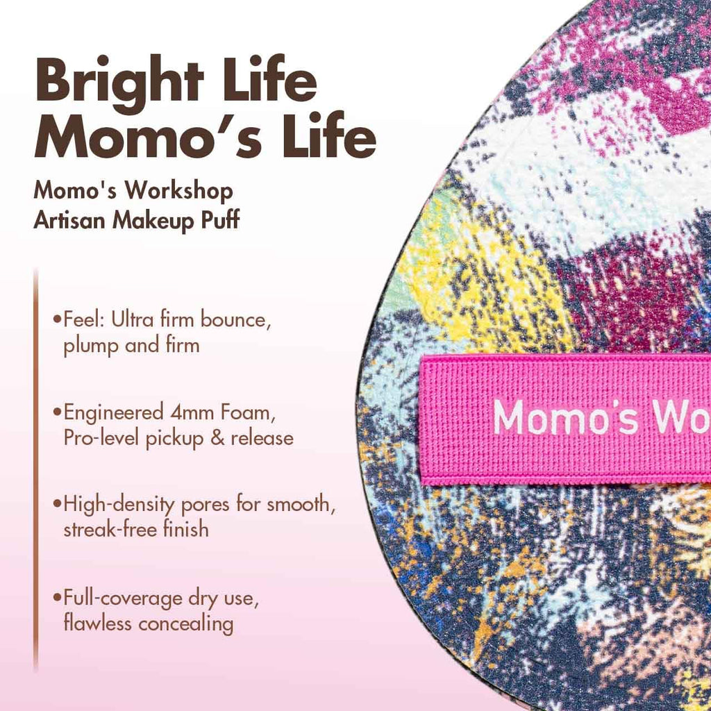 Momo's Workshop Graffiti Denim Egg Makeup Sponge 2-Pack,Ultra Firm Bounce Rubycell Sponge for Liquid-Full Coverage Foundation,for Dry/Combination Skin,Travel Friendly,2pcs &Storage Case