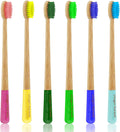 Virgin Forest Bamboo Toothbrush, Natural Eco Friendly Biodegradable Wood Toothbrushes, Vegan Organic Charcoal Tooth Brush, Pack of 6