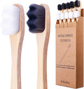 Bamboo Micro-Nano Toothbrushes, Extra Soft Toothbrush with 20000 Bristles Designed for Sensitive Gums Kids Adults (Black White 10P)