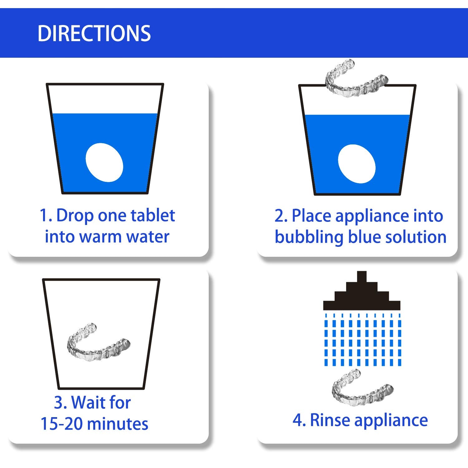 Retainer Cleaner Tablets - 4 Months Supply, Cleaning Tablets for Denture Aligners Invisalign, Mouth Guard Night Guard Cleaner, Remove Odors, Discoloration, Stains & Plaque, Mint