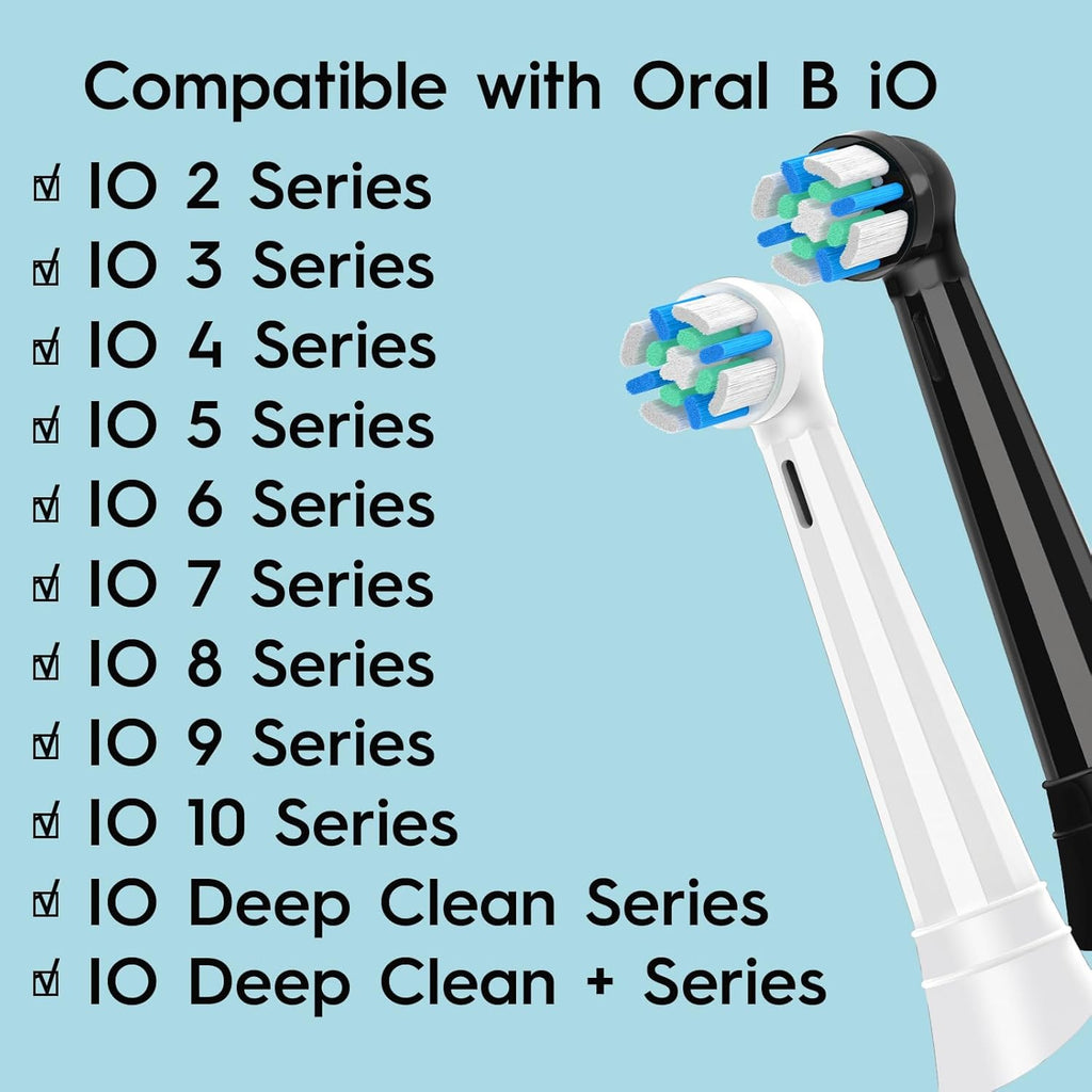 10 Count IO Replacement Heads Compatible with Oral B IO 2/3/4/5/6/7/8/9/10 Series Electric Toothbrushes, Medium Softness Brush Heads Compatible with Oral B iO for Teeth and Gums Care (Black)