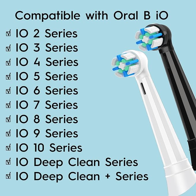 8 Pack IO Replacement Heads Compatible with Oral B IO 2/3/4/5/6/7/8/9/10/Deep Clean Series Electric Toothbrushes, Brush Heads Compatible with Oral B iO (Black/White)