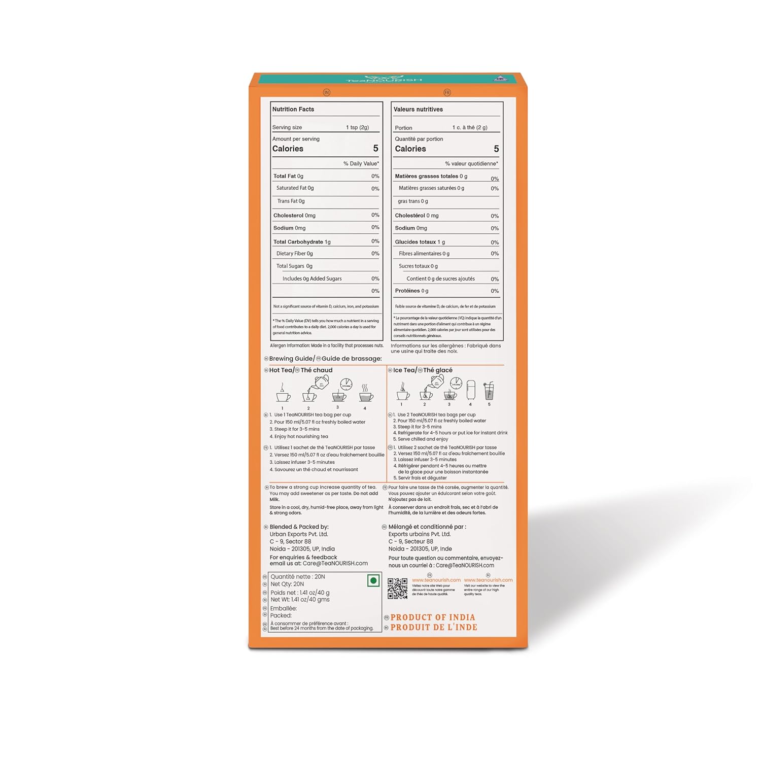 TeaNOURISH Chamomile Mint Green Tea | 20 Count Pyramid Tea Bags | Darjeeling Whole Leaf Tea Blend | Natural Sleep Tea with Calming & Relaxing Properties