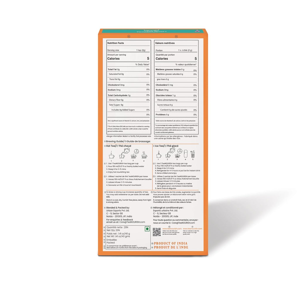 TeaNOURISH Ginger Mint Green Tea | 20 Count Pyramid Tea Bags | Relaxing & Calming | Premium Darjeeling Whole Leaf | Immune Support Tea for Daily Wellness