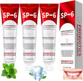 SP-6 Probiotics Whitening Toothpaste, 3 PCS 6 Probiotics Enhanced Formula Brightening Toothpastes for Teeth Whitening and Gum Health, Fluoride-Free, Fresh Breath with Mint Flavor (3 PCS)