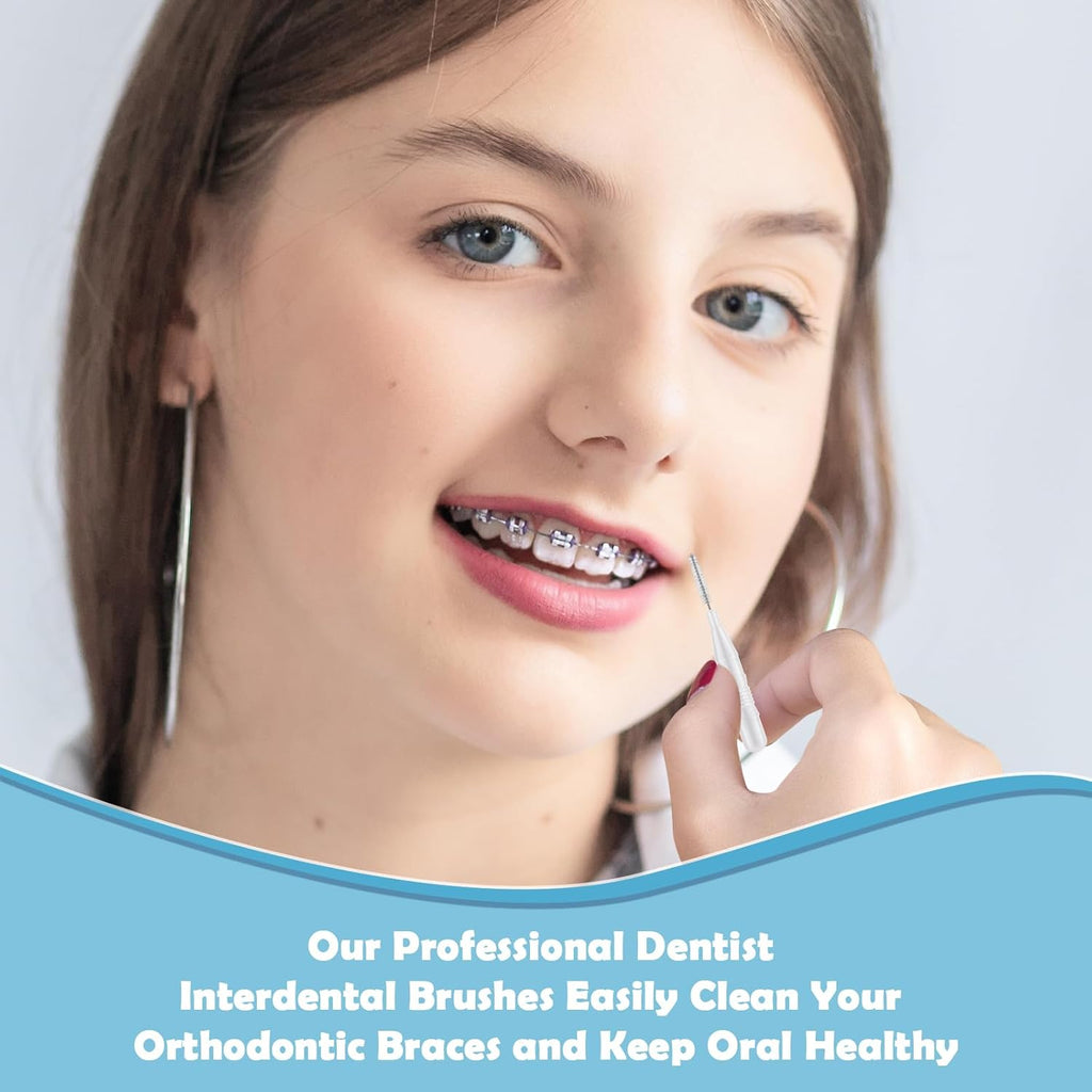 120 Pieces Braces Dental Brush Flosser for Cleaner Interdental Brushes Between Teeth with Soft Bristles 360° Bendable Toothpick Dental Tooth Flossing Oral Dental Hygiene
