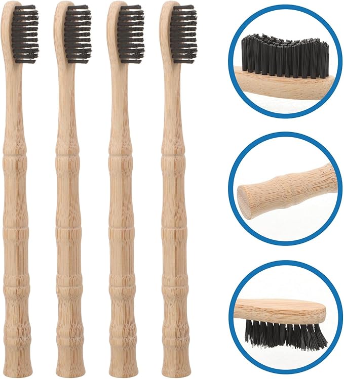 4pcs Soft Toothbrushes with Gentle Bristles for Oral Cleaning Portable Travel for Home Guest Rooms and Hotel Use Eco-Friendly Material