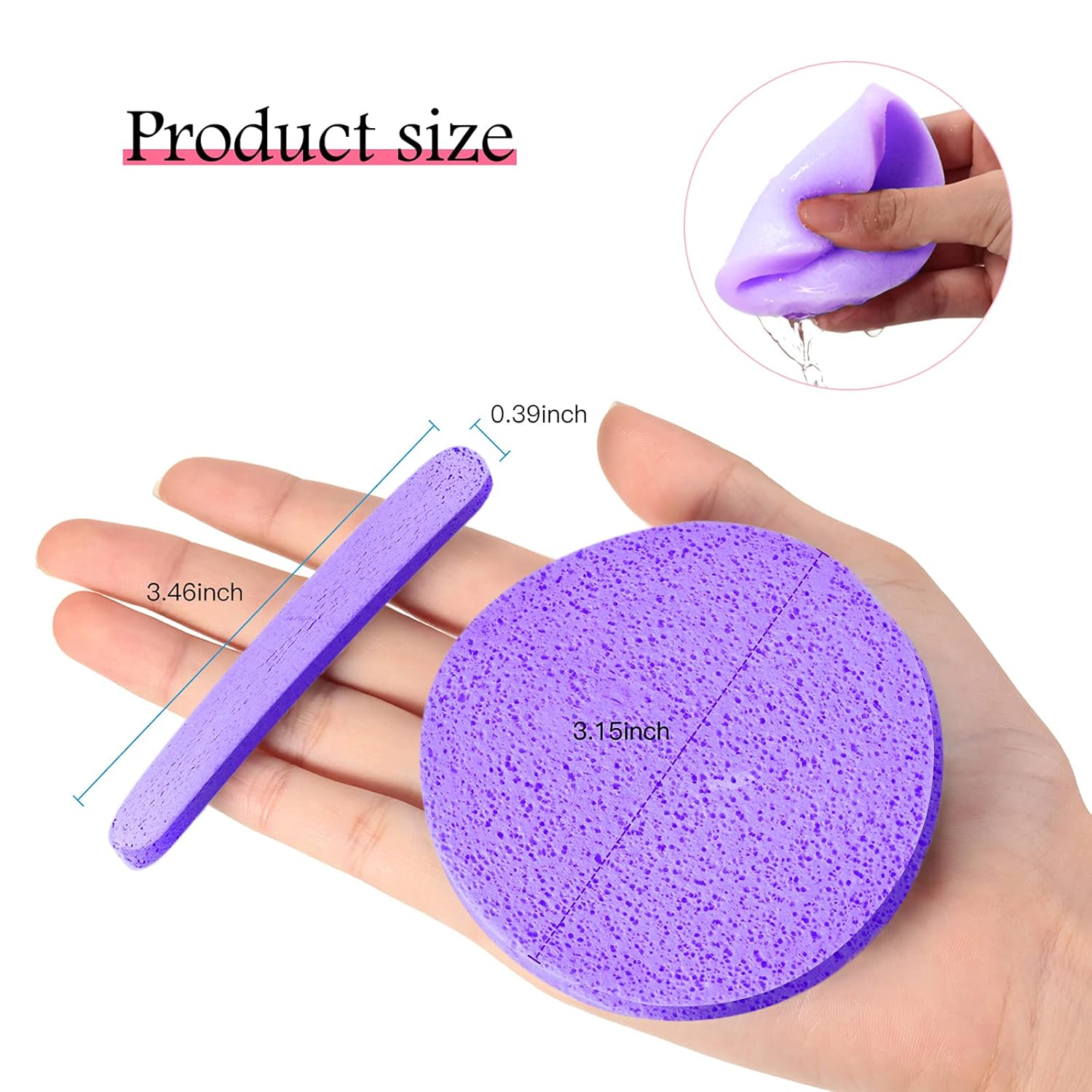 Patelai 120 Pieces Compressed Facial Sponge for Estheticians Face Makeup Removal Cleansing Sponge Pad Exfoliating Spa Wash Round Facial Cleansing Pads Supplies(Purple)