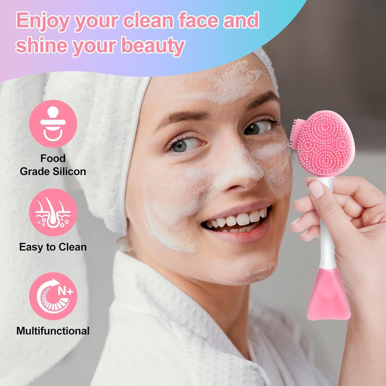 2pcs Silicone Face Scrubber Face Mask Brush Exfoliating Lip Cleansing Facial Cleansing/Wash Brush Exfoliator Blackhead Skin Care Tool Makeup Removes Dead & Dry Skin for Women Men